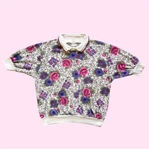 Vintage 90s The Season Ticket Floral AOP Collared Short Sleeve Small